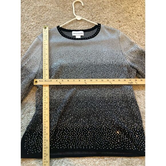 Alfred Dunner Women’s Ombre Gray and Black Ombre Fade Design With Rhinestones 3/ - Picture 4 of 5